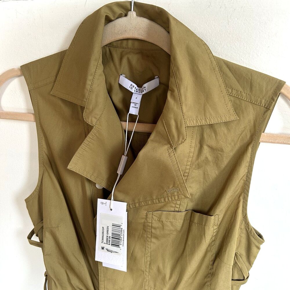 Derek Lam 10 Crosby Women's Sz 2 Amber Green Serena Side Lace Up Mini Dress NEW - Picture 2 of 8